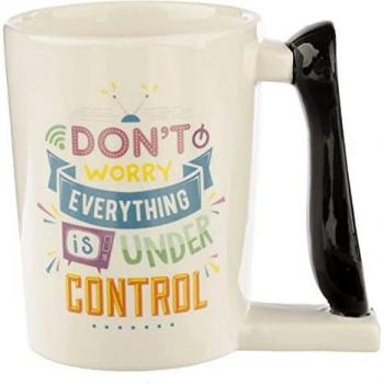 Taza de Cerámica con Asa en Forma de Control Remoto - Blanca