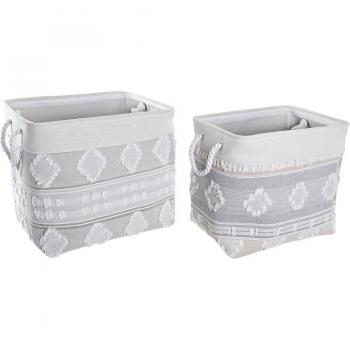 Set de 2 cestas DKD Home Decor Gris Algodón (45 x 35 x 40 cm)