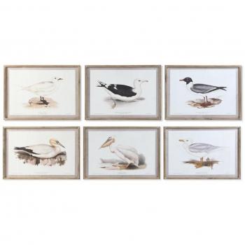 Cuadro DKD Home Decor 70 x 2,5 x 50 cm Tradicional Pájaros (6 Piezas)