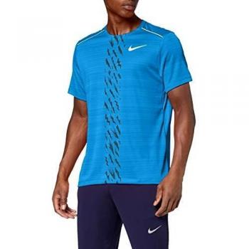 NIKE M Nk Dry Miler SS Edge Gx Po Camiseta de Manga Corta, Hombre, Pacific Blue/Imperial Purple/