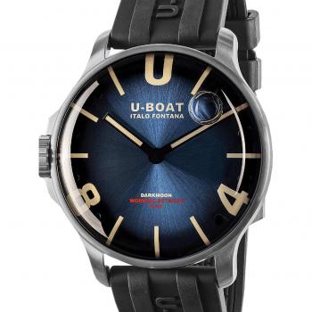 Reloj Hombre U-Boat 8704/C Negro - U-BOAT Mod. DARKMOON, caja de acero inoxidable negro, esfera negra con detalles en blanco, correa de cuero negro, resistencia al agua hasta 100 metros,