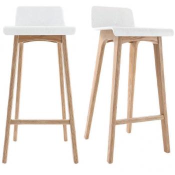 Set de 2 taburetes de cocina nórdicos blancos y madera clara 75 cm BALTIK