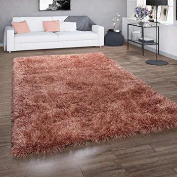 Alfombra Pelo Largo Shaggy Hilo Brillante Terracota 140x200 cm - Paco Home