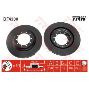 Genuine trw vented carbon painted brake discs part number df4330