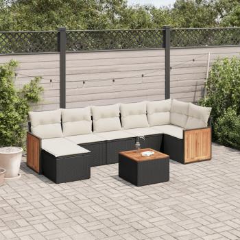8-Piece Black Poly Rattan Garden Sofa Set with Cushions