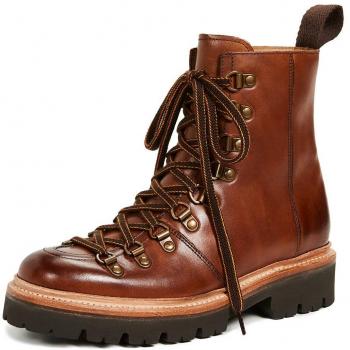 Grenson Women's Nanette Hand Painted Leather Hiking Style Boots Tan