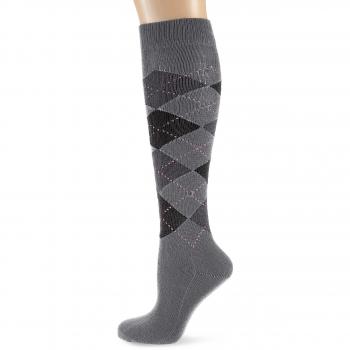 Burlington Whitby Extra Soft Grey Argyle Knee High Socks for Women