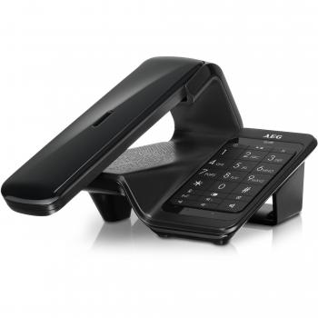 AEG Lloyd Combo 15 - Teléfono inalámbrico Design DECT con contestador, Manos Libres y función de bloqueos de Llamadas, Color Negro