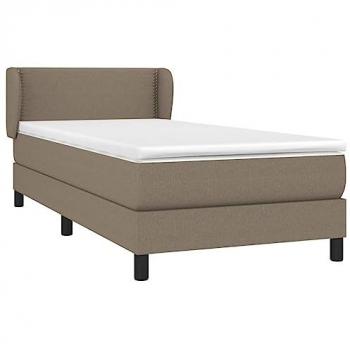 Cama Box Spring con Colchón Tapizado de Muelles Ensacados en Tela Gris Taupe 90x190 cm
