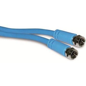 Cable coaxial flexible para satélite con conectores F, 3 m, 75 dB, azul