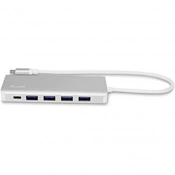 LMP 22366 Hub de Interfaz USB 3.2 Gen 1 Type-C Plata, 7 Puertos (4 USB-A y 3 USB-C), Función de Carga BC1.2, Fuente de Alimentación Ex