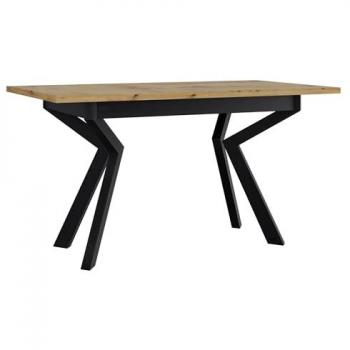 Mesa Victorville 328 Alargable de Aglomerado Laminado en Negro y Roble Artisan, 140 x 80 x 79 cm, con Estructura de Metal