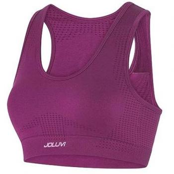 Sujetador deportivo Joluvi Ana para mujer en color orquídea oscuro, modelo de fitness, talla XL