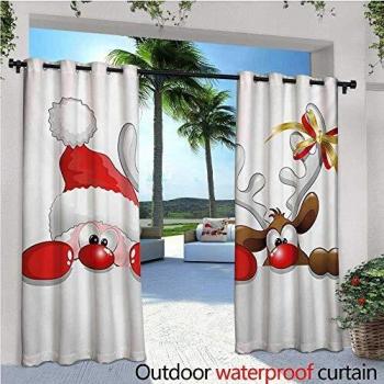 homehot Cortina de privacidad para Exteriores de Navidad, Estilo artístico, con Sombrero y Hada para Colgar en el Patio, cenador, Playa, casa, Color Rojo
