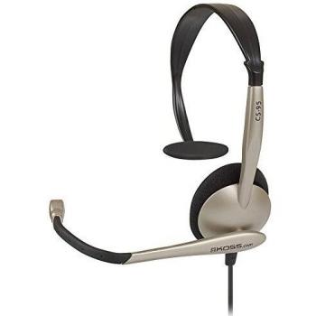 Koss CS95 Auriculares con Cable y Micrófono con Cancelación de Ruido, Cascos de Diadema Monoaurales Ajustables para Videoconferencia, Oficina, Call Center, Comunicación en Zoom,