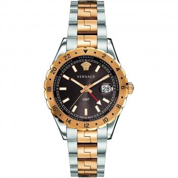 Versace GMT Men's Watch Brown Dial Gray Male Size: ONE SIZE