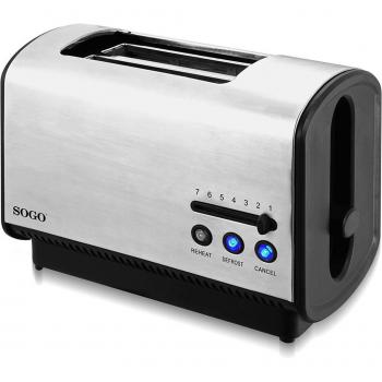 Tostadora Eléctrica de 2 Rebanadas con Ajuste de Tostado y Función de Cancelación 850W Acero Inoxidable
