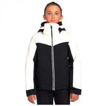 Chaqueta con capucha Roxy Free Jet Block negra mate blanca infantil - 12 años