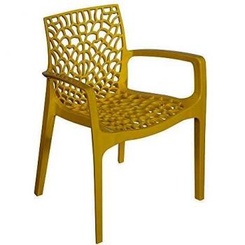 GRAND SOLEIL Grandsoleil Upon Gruvyer apilable sillón, Polipropileno, Brilliant Amarillo, 53 x 58 x 81 cm