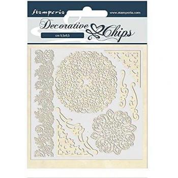 Stamperia Chips Decorativos-Cordones y Esquinas, Madera, 14 x 14 cm