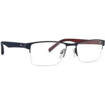 Tommy Hilfiger Men's Eyeglasses TH 2047, Square Nylor Frame, Stainless Steel, Blue, 53mm/18mm/145mm