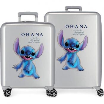 Juego de Maletas Rígidas Disney 100 Stitch Gris con Capacidad de 118L