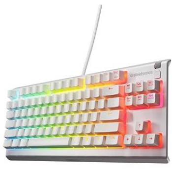 Teclado Gaming SteelSeries Apex 3 TKL Blanco - Compacto sin Teclado Numérico - Iluminación RGB de 8 Zonas - Resistente al Agua y Polvo - Interruptores Silenciosos - Diseño QWERT