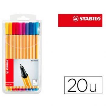 Rotulador Stabilo Point 88 - Estuche de 20 colores surtidos