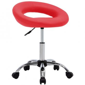 Silla de trabajo con ruedas cuero sintético rojo