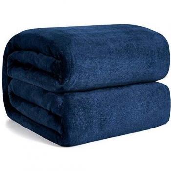 Hansleep Manta Sofá de Franela 270x230 cm, Manta Polar Cama 180 Suave - Manta Pelo de Microfibra Transpirable Hipoalergica, Azul Marino