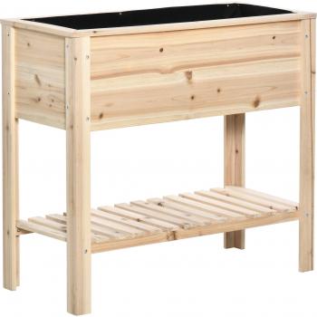 Huerto Urbano Elevado con Estante de Madera