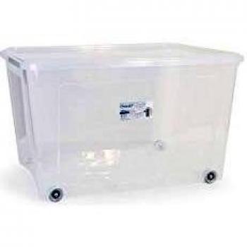 Tontarelli - Caja almacenaje 145 l c/Tapa y Ruedas Combi Transparente