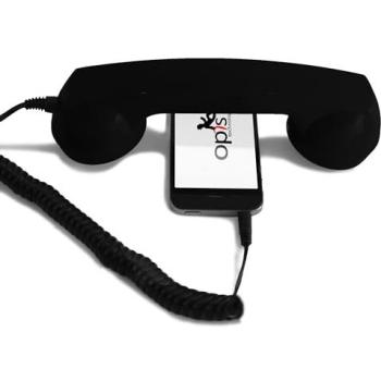 Auricular retro estilo receptor de teléfono compatible con iPhone (adaptador Lightning incluido) - Negro