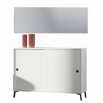 Mueble de entrada Melamina Blanco 120x40 con espejo estilo moderno color blanco