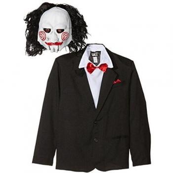 Smiffy'S 20493M Disfraz De Saw Jigsaw Con Careta, Americana Camisa Y Falso Chaleco, Negro, M - Tamaño 38-40