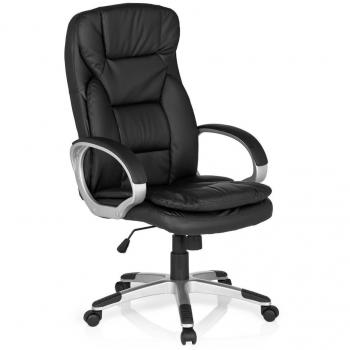 hjh OFFICE Silla de Oficina, Piel_sintética, Negro, 76 x 34 x 65 cm