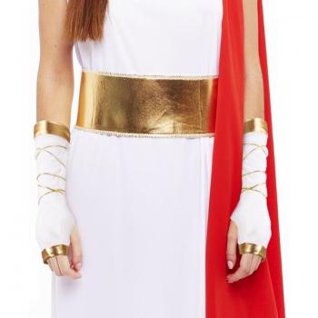 Guantes largos de Romana blanco y dorado adulto