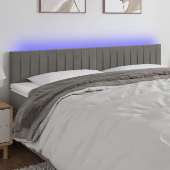 Cabecero LED gris claro 200x5x78/88 cm en terciopelo con iluminación integrada