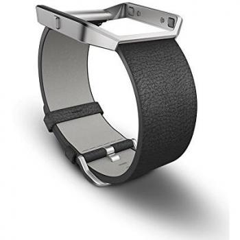 Fitbit Blaze - Correa de Cuero y Marco de Metal, Color Negro, Talla L
