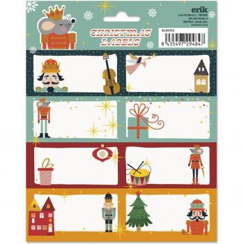 Etiquetas adhesivas Navidad Christmas Nutcracker Erik blanco, adhesivas, diseño de cascanueces, color blanco