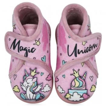 Zapatilla Casa Niña Zapy AF11444 - Diseño Unicornio - Rosa - Cierre Velcro - Suela Antideslizante
