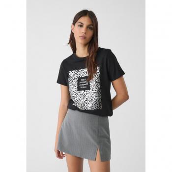 Black Animal Print Foil Graphic T-Shirt - Size M