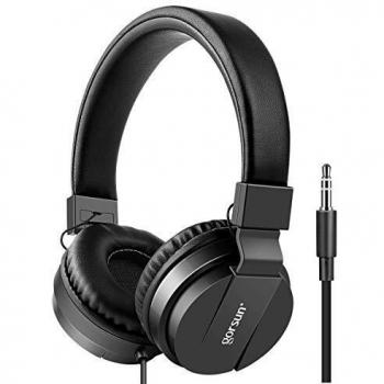 Gorsun® Auriculares para Niños,Plegable Cómodos Auriculares Niños con Seguro Material,Auriculares Infantiles con Ligera Diadema,Estéreo Cerrados Cascos para Niños -Negro