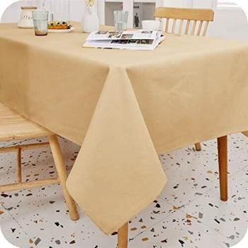 Amazon Brand - Umi Mantel Retangular Antimanchas Resistente Agua Tela de Mesa de Cocina Comedor Familia 130x200cm Beige Oscuro