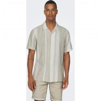 Only & Sons - Camisa de lino manga corta para hombre