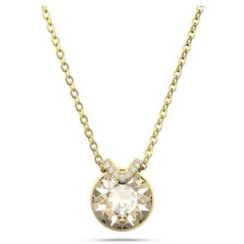 Colgante Bella bañado en oro con piedra y brillantes pavé de Swarovski, modelo 5662091, collar con pieza central rosa y cristales transparentes de la colección Bella