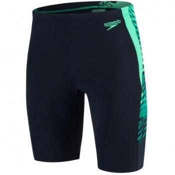 Speedo Graphic Splice Bañador, Hombre, Negro/Verde Falso/Blanco, 28