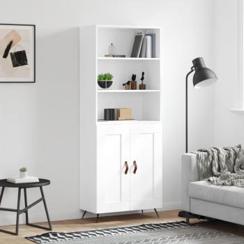 Aparador alto de madera contrachapada blanco 69,5x34x180 cm