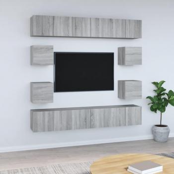 Set de Muebles para TV 10 Piezas en Madera Contrachapada Gris Sonoma