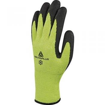 Delta plus vv737ja09guantes de alto rendimiento palma con revestimiento de espuma de latex amarillo neon de color negro 09 60unidades